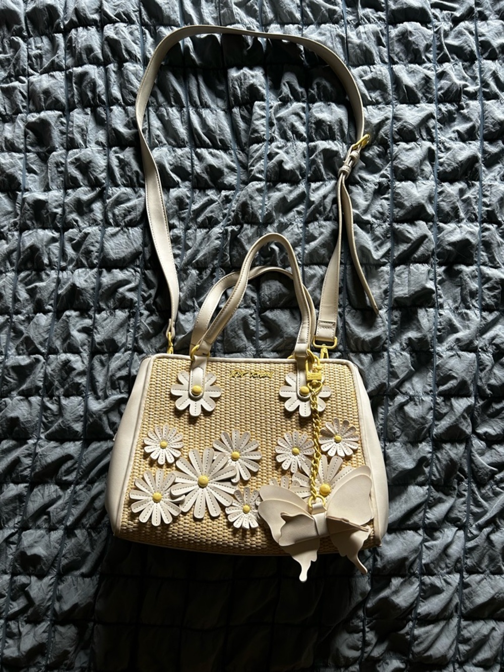 Betsey Johnson Cream and White Satchel/crossbody with Whimsical Details - Picture 3 of 15